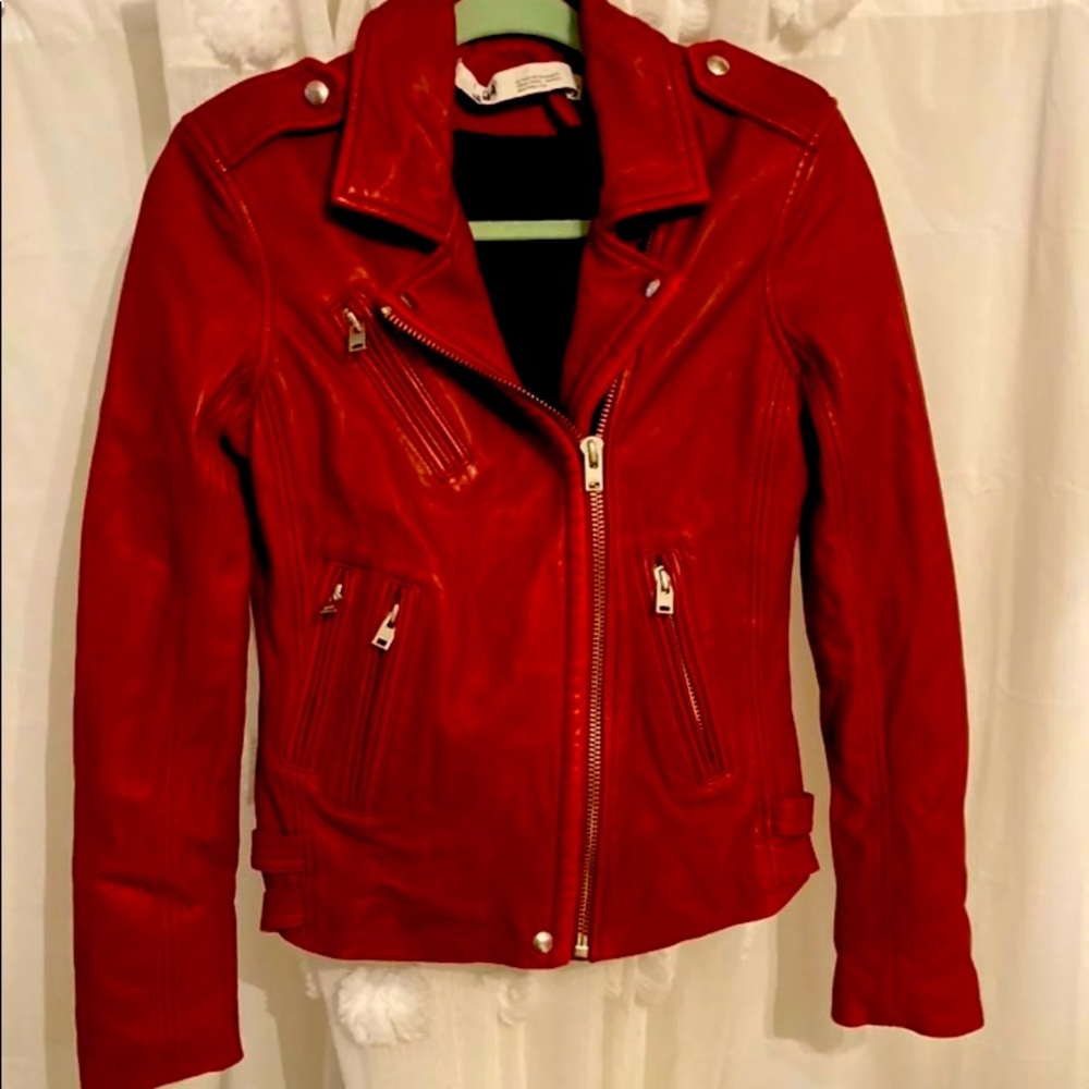 Red leather jacket